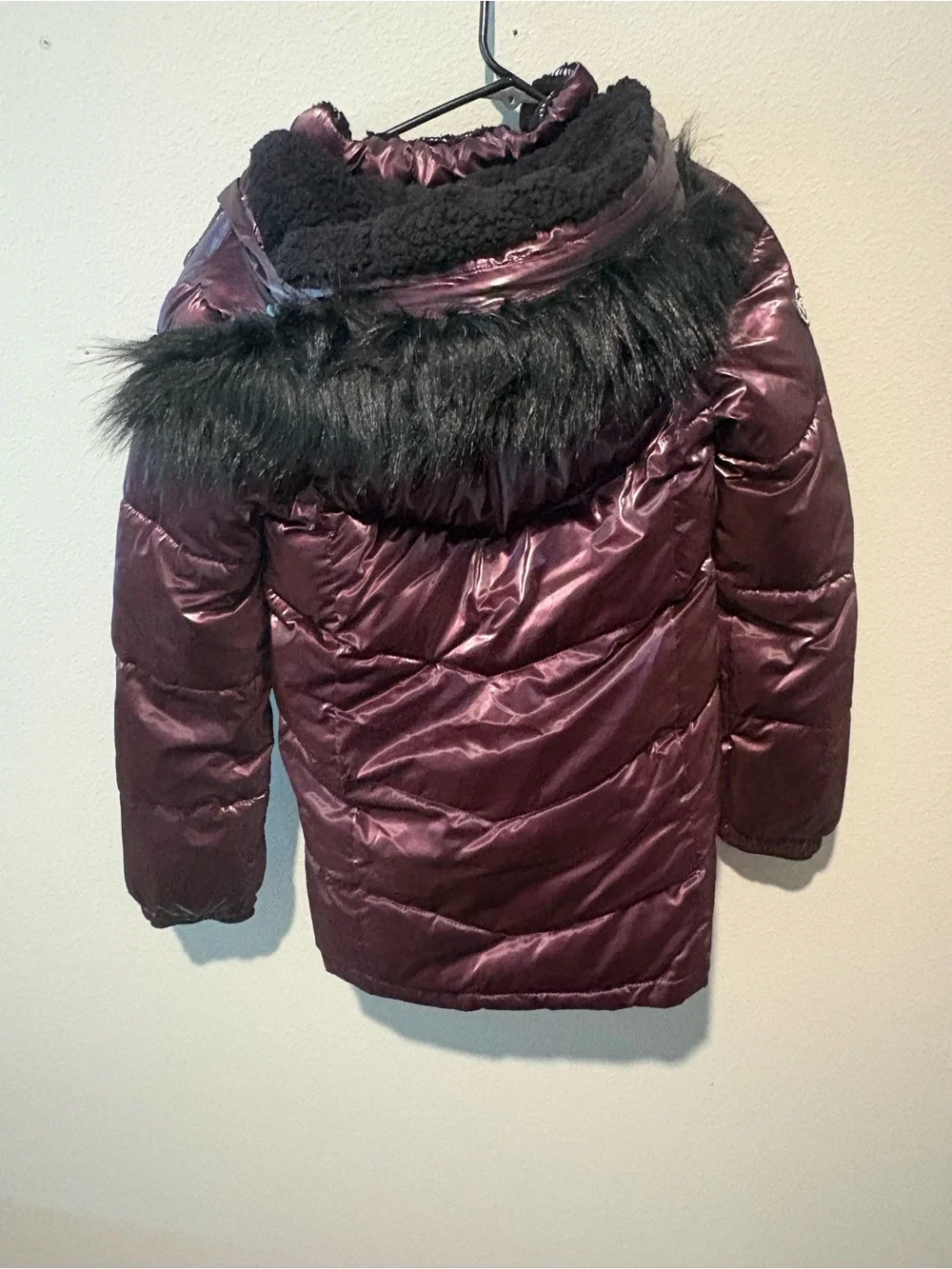 Justice Girls Metallic Plum Puffer Jacket